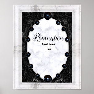 Grafische kaart met witte en zwarte marmer poster