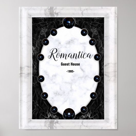 Grafische kaart met witte en zwarte marmer poster (Voorkant)