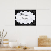 Grafische kaart met witte en zwarte marmer poster (Keuken)