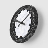Grafische kaart met witte en zwarte marmer ronde klok (Hoek)