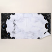 Grafische kaart met witte en zwarte marmer strandlaken (Voorkant)
