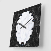 Grafische kaart met witte en zwarte marmer vierkante klok (Hoek)