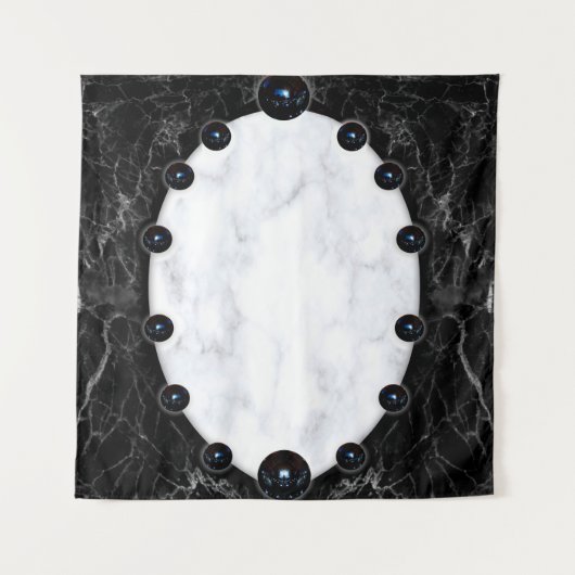 Grafische kaart met witte en zwarte marmer wandkleed (Voorkant)