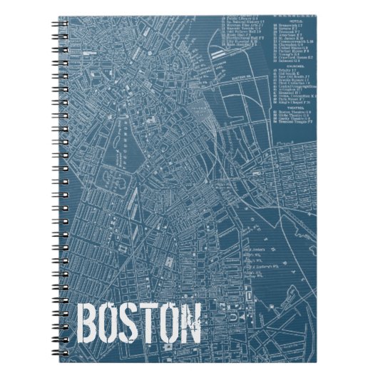 Grafische kaart van Boston Notitieboek (Voorkant)