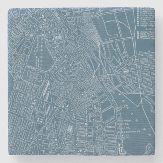 Grafische kaart van Boston Stenen Onderzetter (Voorkant)