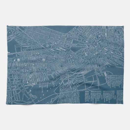 Grafische kaart van Boston Theedoek (Horizontaal)