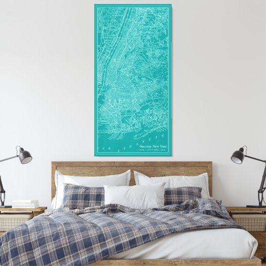 Grafische kaart van New York Canvas Afdruk (Insitu (Slaapkamer))