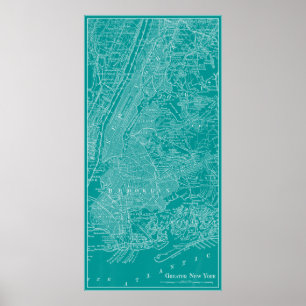 Grafische kaart van New York Poster