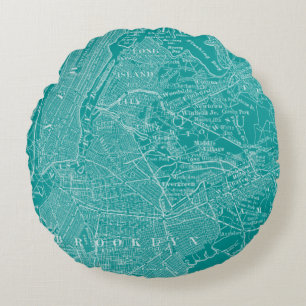 Grafische kaart van New York Rond Kussen