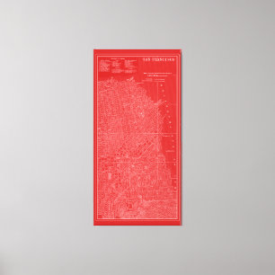 Grafische kaart van San Francisco Canvas Afdruk