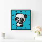 Grafische kaart voor zwarte en witte panda beer vierkante klok (Huis)