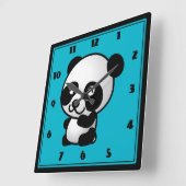 Grafische kaart voor zwarte en witte panda beer vierkante klok (Hoek)