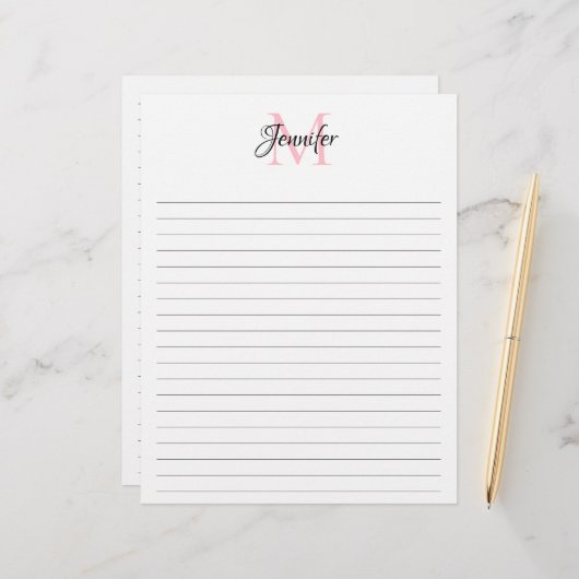 Grafische kalligrafieminimiet, gelinkt monogram briefhoofd (Voorkant / Achterkant in situ)