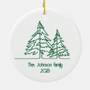 Grafische kerstboom minimaal keramisch ornament