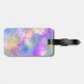 Grafische kleurige eenhoorn die glitter-monogram d bagagelabel (Achterkant horizontaal)