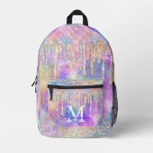 Grafische kleurige eenhoorn die glitter-monogram d bedrukte rugzak (Voorkant)