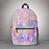 Grafische kleurige eenhoorn die glitter-monogram d bedrukte rugzak