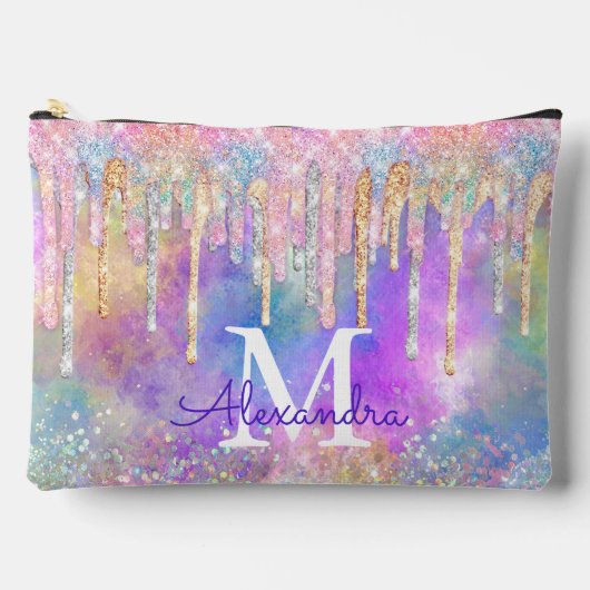 Grafische kleurige eenhoorn die glitter-monogram d etui (Voorkant)