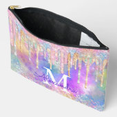 Grafische kleurige eenhoorn die glitter-monogram d etui (Open)