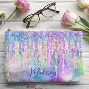 Grafische kleurige eenhoorn die glitter-monogram d etui