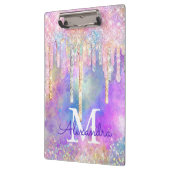 Grafische kleurige eenhoorn die glitter-monogram d klembord (Links)