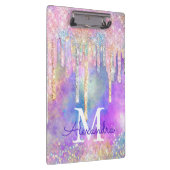 Grafische kleurige eenhoorn die glitter-monogram d klembord (Rechts)