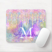 Grafische kleurige eenhoorn die glitter-monogram d muismat (Met muis)