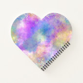 Grafische kleurige eenhoorn die glitter-monogram d notitieboek (Achterkant)