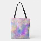 Grafische kleurige eenhoorn die glitter-monogram d tote bag (Achterkant)