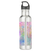 Grafische kleurige eenhoorn die glitter-monogram d waterfles  (Achterkant)