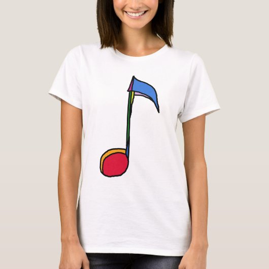 grafische kleurige muzieknoot t-shirt (Voorkant)