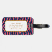 Grafische kleurige roze zebra print monogram bagagelabel (Achterkant horizontaal)