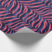 Grafische kleurige roze zebra print monogram cadeaupapier (Hoek)