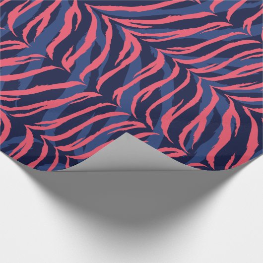 Grafische kleurige roze zebra print monogram cadeaupapier (Hoek)