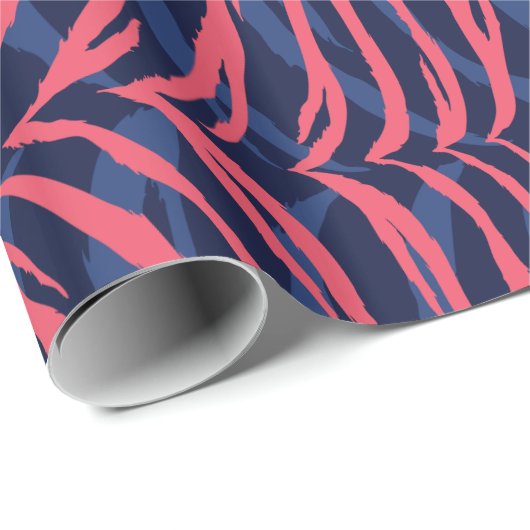Grafische kleurige roze zebra print monogram cadeaupapier (Rol Hoek)