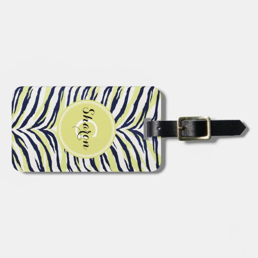 Grafische kleurige zwart-gele zebra printmonogram bagagelabel (Voorkant horizontaal)