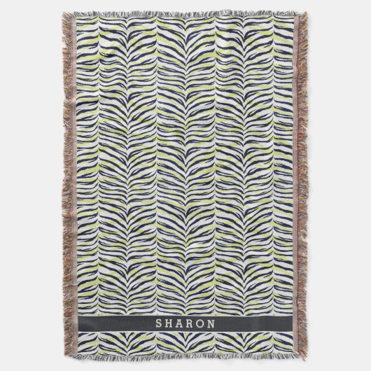 Grafische kleurige zwart-gele zebra printmonogram deken (Voorkant Verticaal)