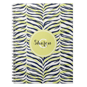 Grafische kleurige zwart-gele zebra printmonogram notitieboek