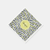 Grafische kleurige zwart-gele zebra printmonogram servetten (Hoek)