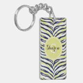 Grafische kleurige zwart-gele zebra printmonogram sleutelhanger (Voorkant Links)