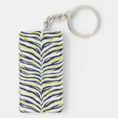 Grafische kleurige zwart-gele zebra printmonogram sleutelhanger (achterkant)