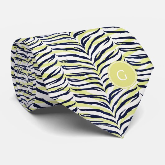 Grafische kleurige zwart-gele zebra printmonogram stropdas (Opgerold)