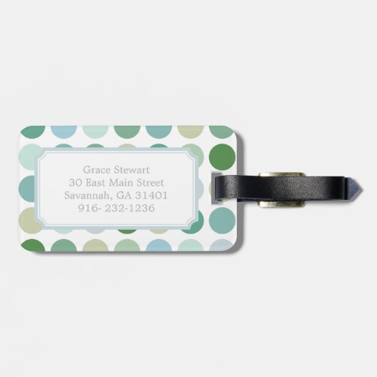 Grafische kleurrijke groene pokstippatroonmonogram bagagelabel (Achterkant horizontaal)
