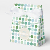 Grafische kleurrijke groene pokstippatroonmonogram bedankdoosjes (Voorkant Zijde)