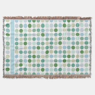 Grafische kleurrijke groene pokstippatroonmonogram deken