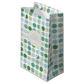 Grafische kleurrijke groene pokstippatroonmonogram klein cadeauzakje (Voorkant Gekanteld)