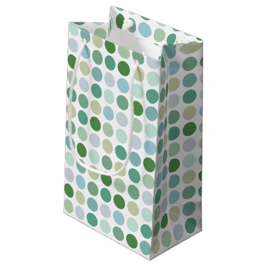 Grafische kleurrijke groene pokstippatroonmonogram klein cadeauzakje (Achterkant Gekanteld)