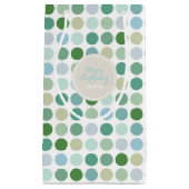 Grafische kleurrijke groene pokstippatroonmonogram klein cadeauzakje (Voorkant)