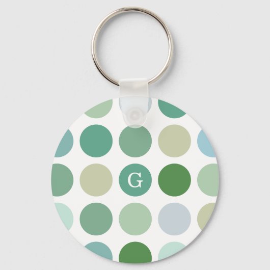 Grafische kleurrijke groene pokstippatroonmonogram sleutelhanger (Voorkant)