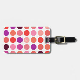 Grafische kleurrijke pokstippatroonmonogram bagagelabel